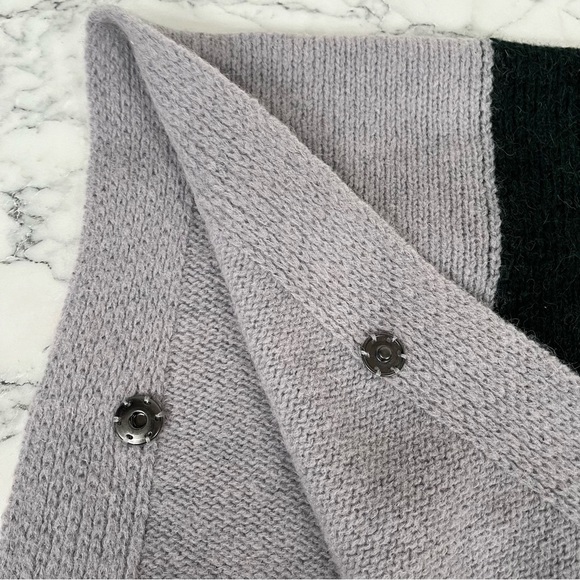 ELK Kulture Wrap Poncho Olive Green Pink Gray Colorblock Wool Alpaca Blend OS - Picture 9 of 13